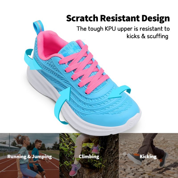 [Sparkle Glitter] Kids Lace-up Running Sneakers - BLUE HOT PINK - 1